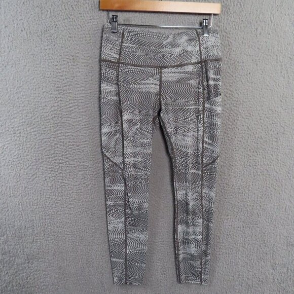 Lululemon Leggings Womens Size 8 Snakeskin 24 " Inseam Side Pocket Pull On Gray - Picture 1 of 10